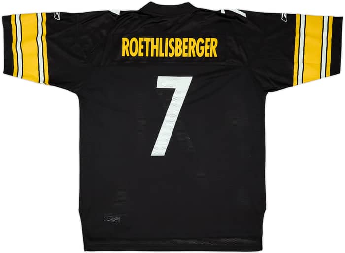 2005-06 Pittsburgh Steelers Roethlisberger #7 Reebok On Field Home Jersey - 9/10 - (XL)