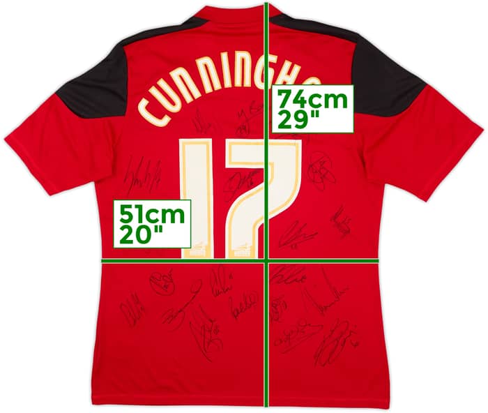 2012-13 Bristol City Squad Signed Match Issue Home Shirt Cunningham #17