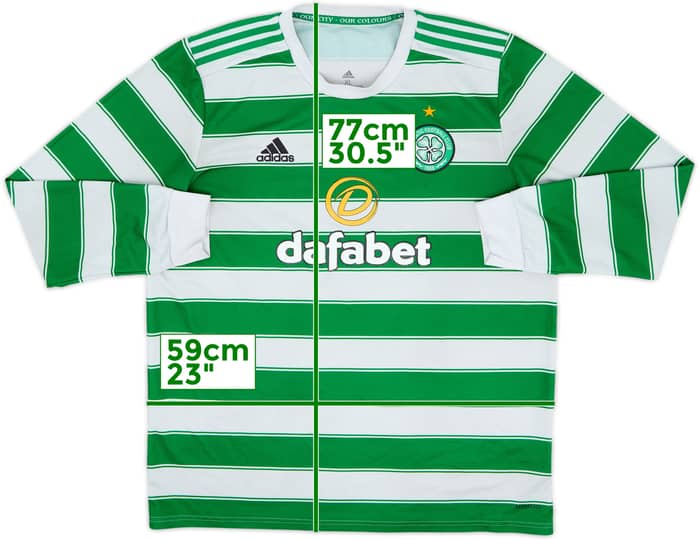 2021-22 Celtic Home L/S Shirt - 5/10 - (XL)