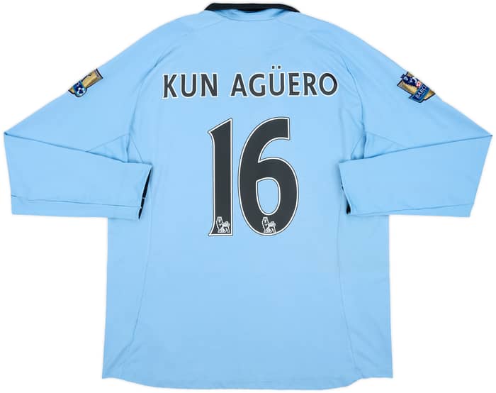 2012-13 Manchester City Home L/S Shirt Kun Aguero #16 - 7/10 - (L)