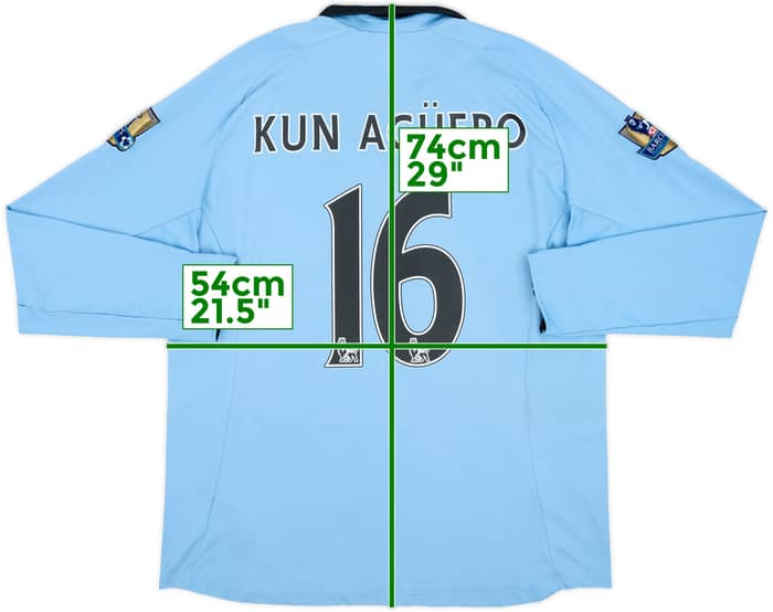 2012-13 Manchester City Home L/S Shirt Kun Aguero #16 - 7/10 - (L)