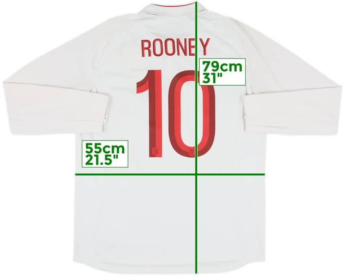 2012-13 England Home L/S Shirt Rooney #10 - 6/10 - (L)