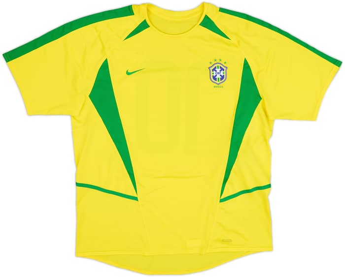 2002-04 Brazil Home Shirt #10 - 8/10 - (L)