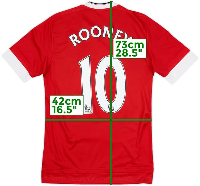 2015-16 Manchester United Home Shirt Rooney #10 - 7/10 - (XS)