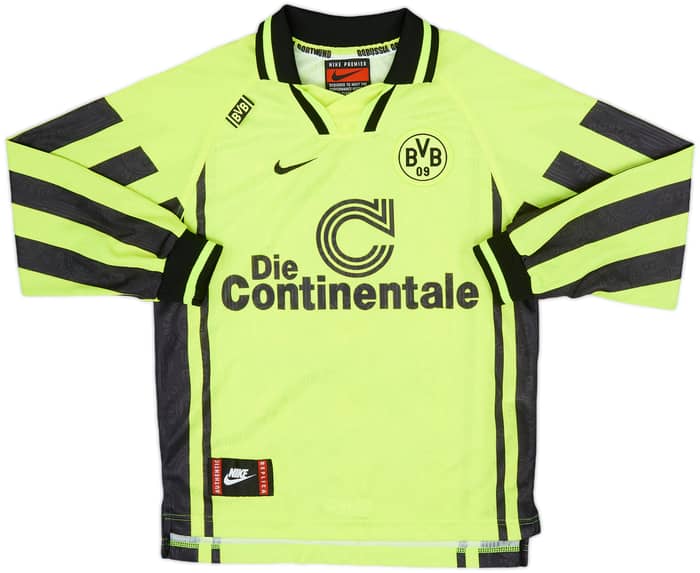 1996-97 Borussia Dortmund Home L/S Shirt Sammer #6 - 8/10 - (M.Boys)