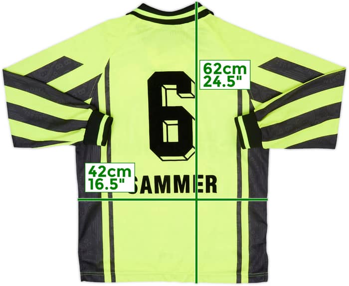 1996-97 Borussia Dortmund Home L/S Shirt Sammer #6 - 8/10 - (M.Boys)