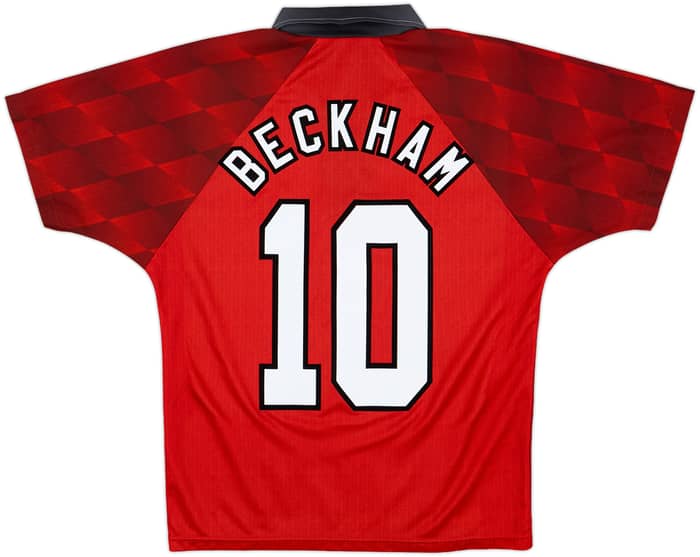1996-98 Manchester United Home Shirt Beckham #10 - 9/10 - (Y)