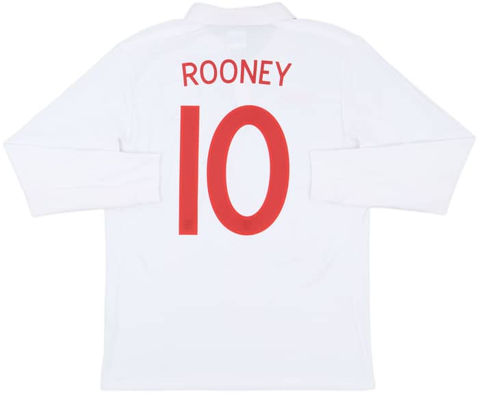 2009-10 England Home L/S Shirt Rooney #10 - 8/10 - (M)