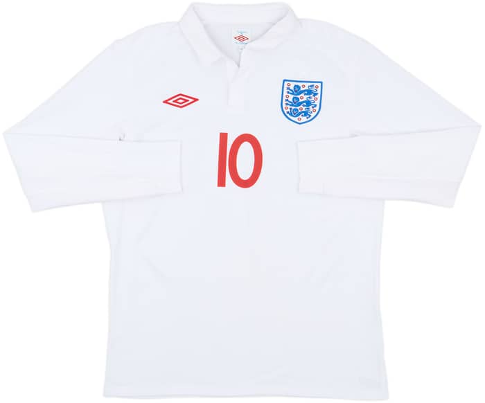 2009-10 England Home L/S Shirt Rooney #10 - 8/10 - (M)