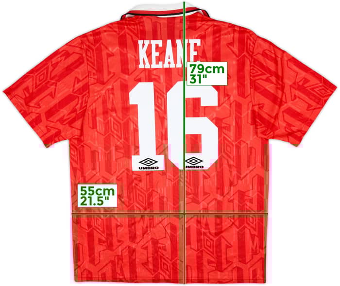 1992-94 Manchester United Home Shirt Keane #16 - 8/10 - (XL)