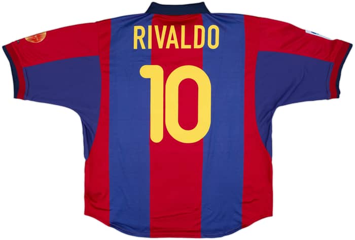 2000-01 Barcelona Home Shirt Rivaldo #10 - 8/10 - (XL)