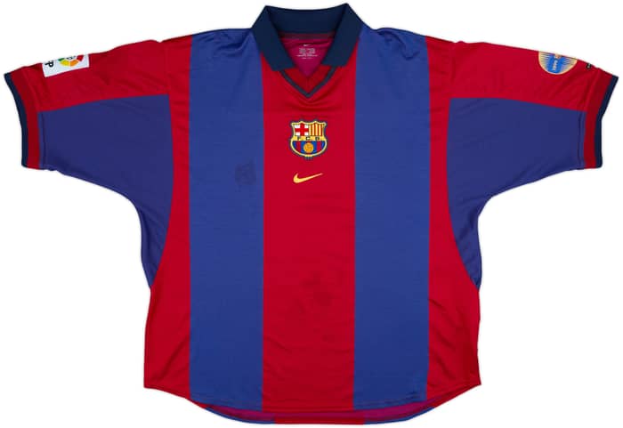 2000-01 Barcelona Home Shirt Rivaldo #10 - 8/10 - (XL)