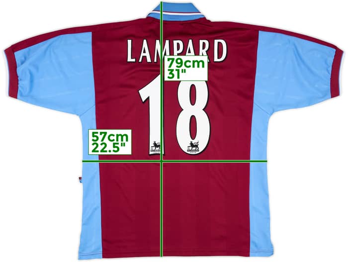 1997-98 West Ham Home Shirt Lampard #18 - 9/10 - (L)