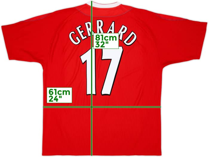 2002-04 Liverpool Home Shirt Gerrard #17 - 6/10 - (XXL)