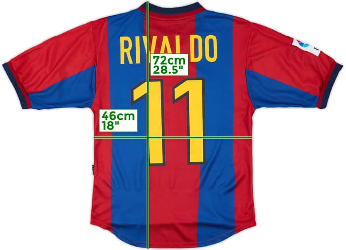 1998-00 Barcelona Home Shirt Rivaldo #11 - 9/10 - (XS)