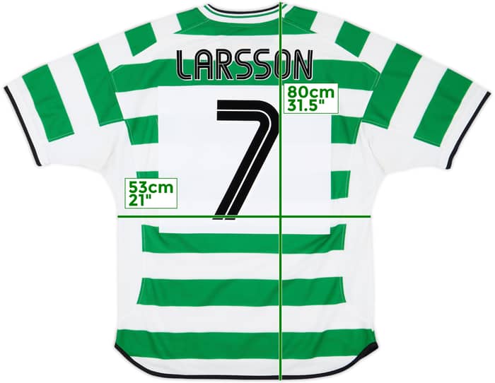 2001-03 Celtic Home Shirt Larsson #7 - 8/10 - (L)