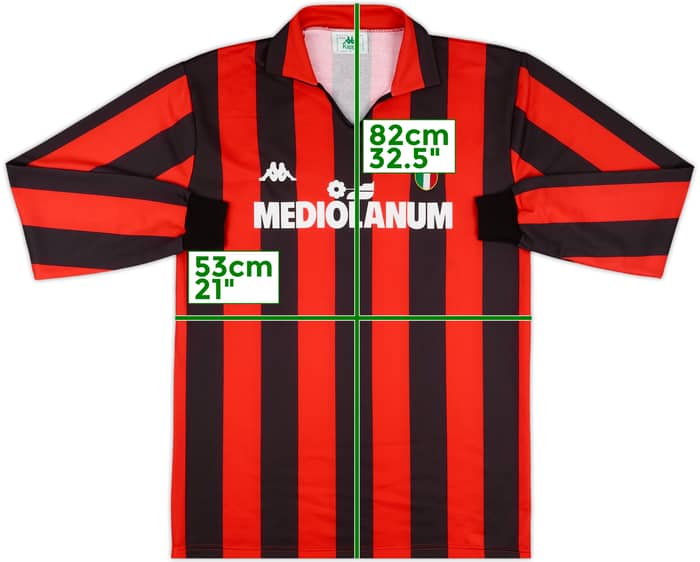 1988-89 AC Milan Match Issue Home L/S Shirt #19
