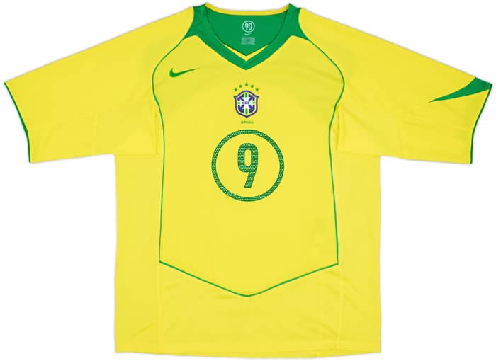 2004-06 Brazil Home Shirt Ronaldo #9 - 8/10 - (L)