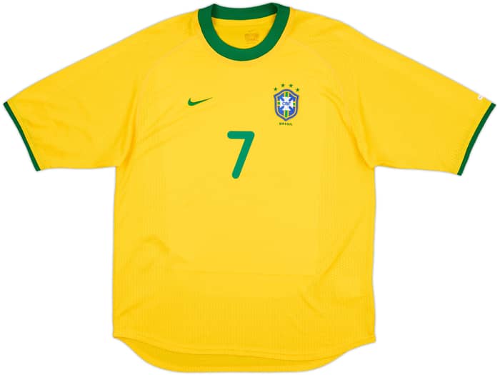 2000-02 Brazil Home Shirt Ronaldinho #7 - 9/10 - (M)