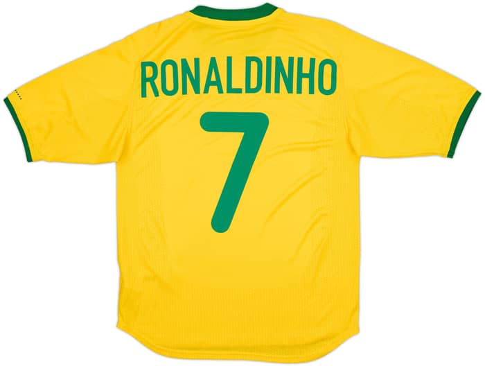 2000-02 Brazil Home Shirt Ronaldinho #7 - 8/10 - (M)