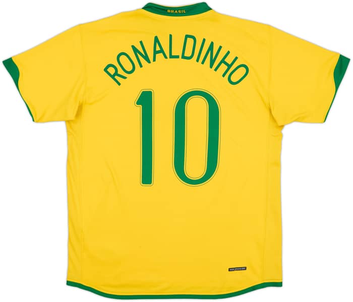 2006-08 Brazil Home Shirt Ronaldinho #10 - 8/10 - (XL)