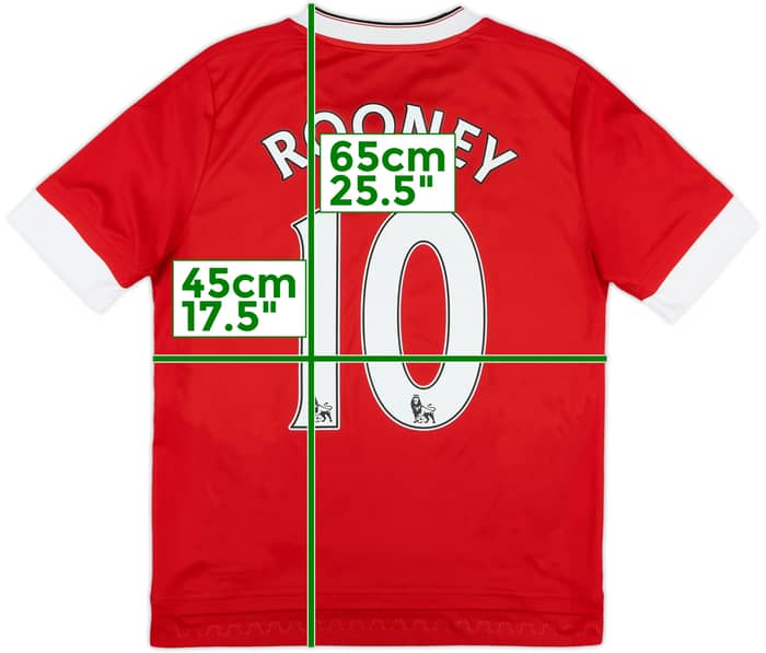2015-16 Manchester United Home Shirt Rooney #10 - 8/10 - (L.Boys)