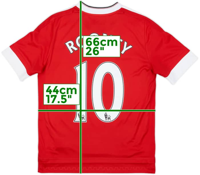 2015-16 Manchester United Home Shirt Rooney #10 - 8/10 - (L.Boys)