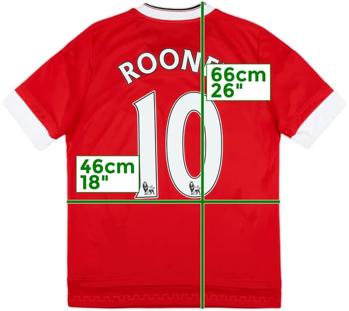 2015-16 Manchester United Home Shirt Rooney #10 - 8/10 - (L.Boys)