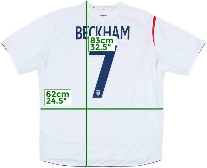 2005-07 England Home Shirt Beckham #7 - 6/10 - (XXL)