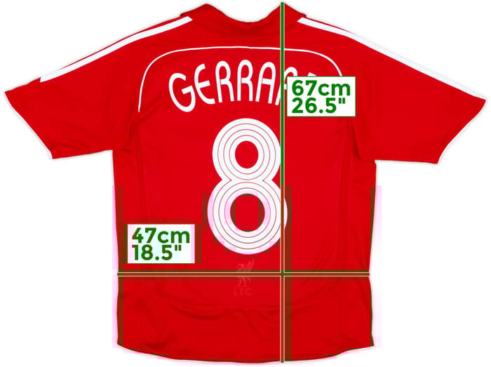 2006-08 Liverpool Home Shirt Gerrard #8 - 6/10 - (L.Boys)