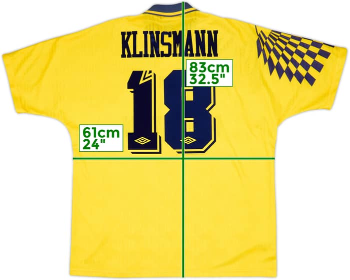 1991-95 Tottenham Away Shirt Klinsmann #18 - 8/10 - (L)
