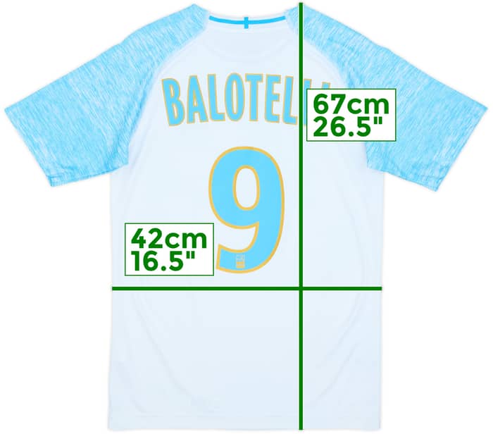 2018-19 Olympique Marseille Home Shirt Balotelli #9 - 8/10 - (XS)