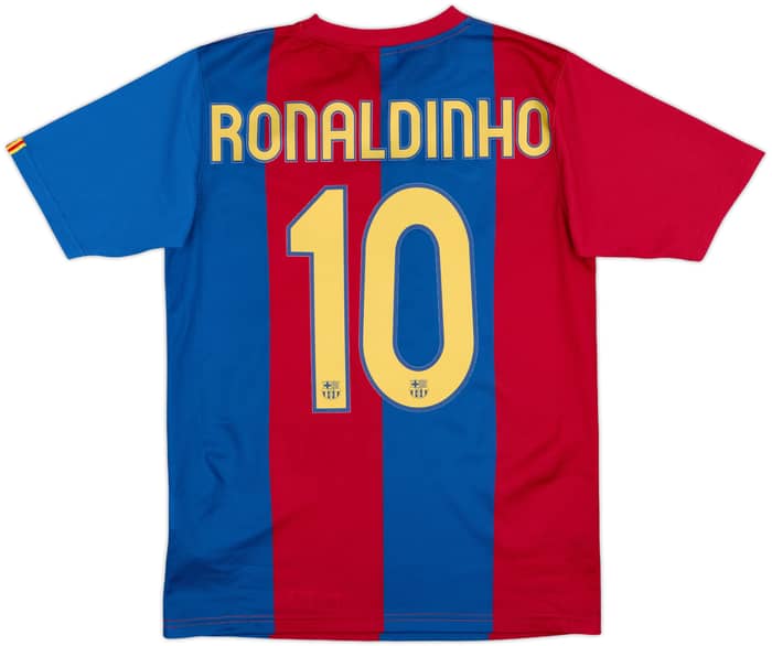 2006-07 Barcelona Basic Home Shirt Ronaldinho #10 - 9/10 - (XL.Boys)