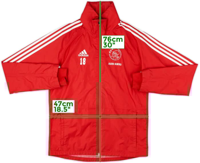 2021-22 Ajax adidas Youth Player Issue Hooded Rain Jacket #18 - 9/10 - (S)