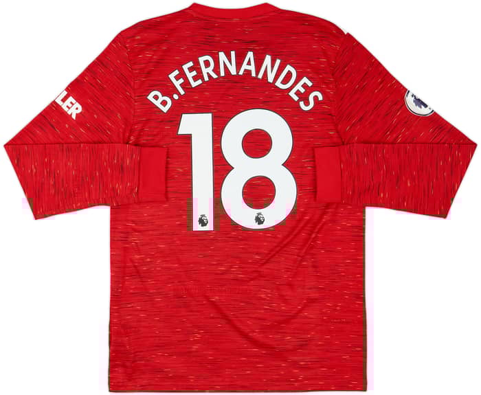 2020-21 Manchester United Home L/S Shirt B.Fernandes #18 - 10/10 - (M)