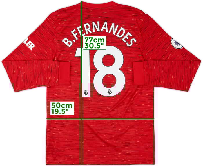 2020-21 Manchester United Home L/S Shirt B.Fernandes #18 - 10/10 - (M)