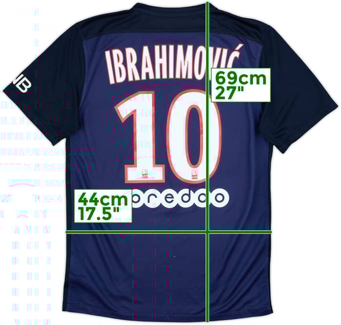 2015-16 Paris Saint-Germain Home Shirt Ibrahimovic #10 - 5/10 - (S)