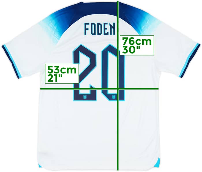 2022-23 England Home Shirt Foden #20 - 8/10 - (L)