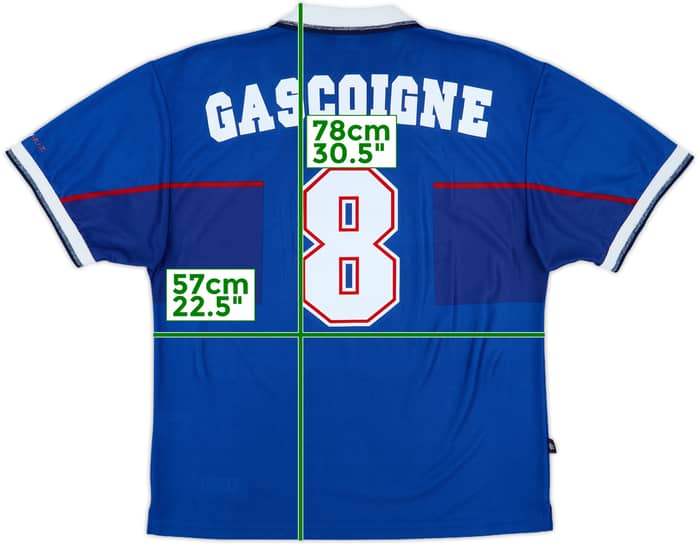 1997-99 Rangers Home Shirt Gascoigne #8 - 8/10 - (XL)