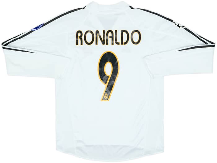 2004-05 Real Madrid Home L/S Shirt Ronaldo #9 - 7/10 - (M)