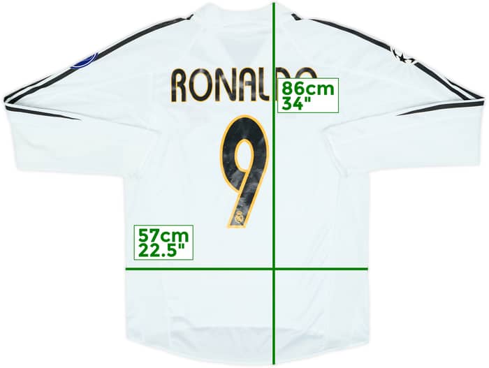2004-05 Real Madrid Home L/S Shirt Ronaldo #9 - 7/10 - (M)