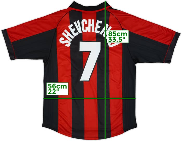 1998-00 AC Milan Home Shirt Shevchenko #7 - 8/10 - (XL)