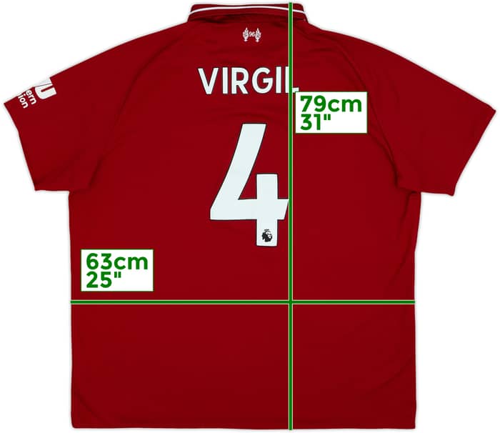 2018-19 Liverpool Home Shirt Virgil #4 - 8/10 - (XXL)