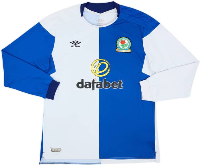2017-18 Blackburn Rovers Home L/S Shirt - 7/10 - (XL)