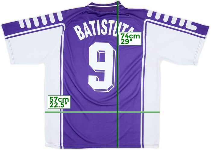 1999-00 Fiorentina Home Shirt Batistuta #9 - 8/10 - (XL)