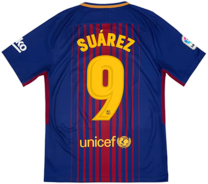 2017-18 Barcelona Home Shirt Suarez #9 - 10/10 - (S)