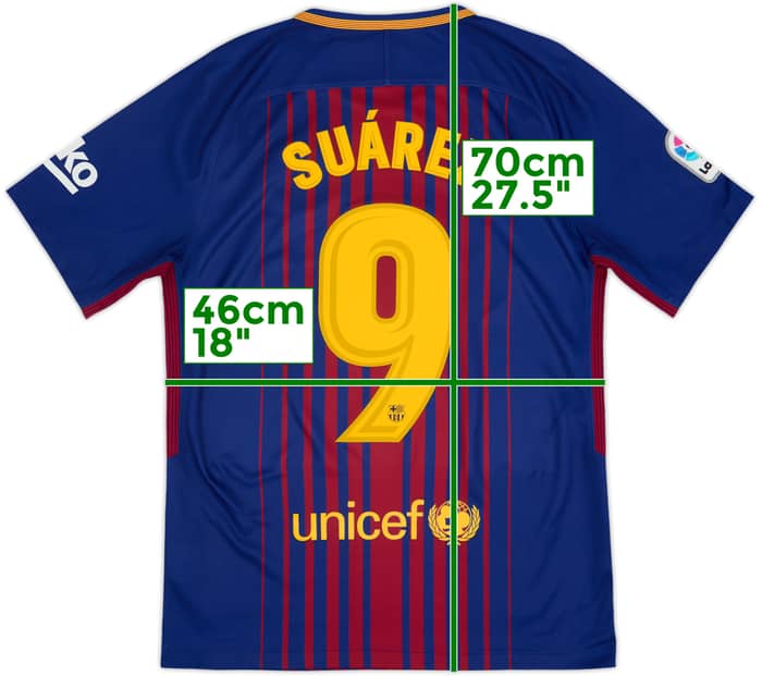 2017-18 Barcelona Home Shirt Suarez #9 - 10/10 - (S)