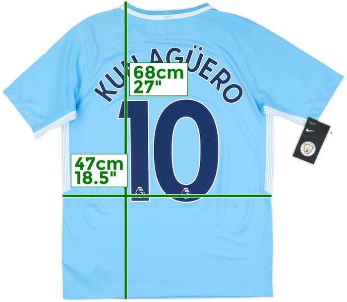 2017-18 Manchester City Home Shirt Kun Aguero #10 (XL.Boys)