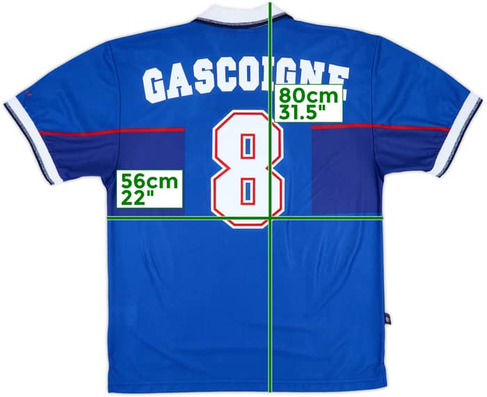 1997-99 Rangers Home Shirt Gascoigne #8 - 8/10 - (L)