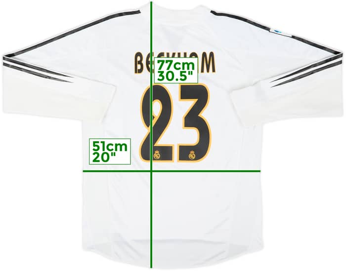 2004-05 Real Madrid Home L/S Shirt Beckham #23 - 7/10 - (M)